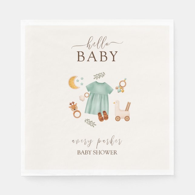 Serviette En Papier Bébé mignon Boho fille Baby shower vêtements (Devant)