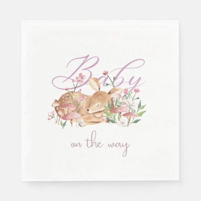 Serviette En Papier Bébé mignon Dormir dans le jardin boisé (Devant)
