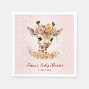 Serviette En Papier Bébé mignon Giraffe Girl Wild Safari Douche Sprink