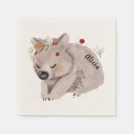 Serviette En Papier Bébé mignon Wombat Gold Speckle personnalisé