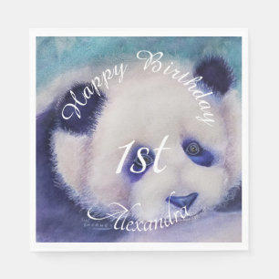 Serviette En Papier Bébé Panda Bear Joyeux anniversaire