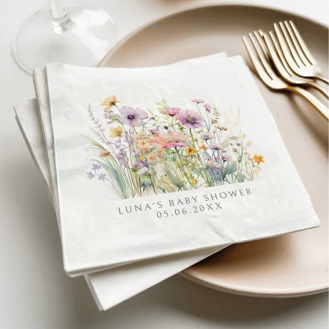 Serviette En Papier Bébé pourpre dans le Baby shower Fleur sauvage fle (Créateur téléchargé)