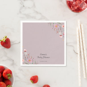 Serviette En Papier Bébé pourpre en fleur Baby shower Fleur sauvage