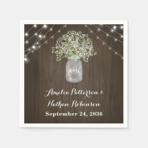 Serviette En Papier Bébé Respiration Mason Jar Fée rustique Lumières M