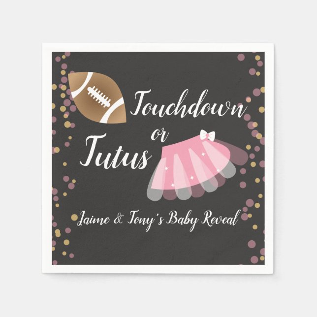 Serviette En Papier Bébé Révéler Tutus ou Touchdown (Devant)