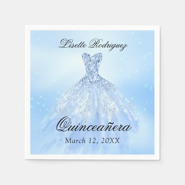 Serviette En Papier Bébé Robe Bleue Quinceanera Personnalisé (Devant)