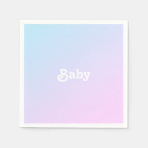 Serviette En Papier Bébé rose bleu ombre dégradé motif baby shower