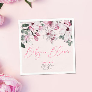 Serviette En Papier Bébé rose Floral En Fleur Baby shower Fille
