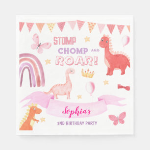 Serviette En Papier Bébé rose mignon Dinasaur Anniversaire de enfant P