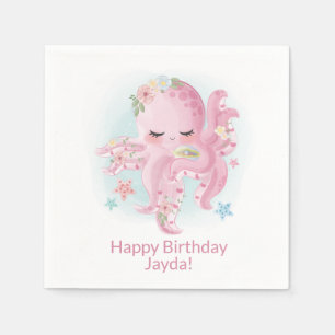 Serviette En Papier Bébé rose mignon poulpe