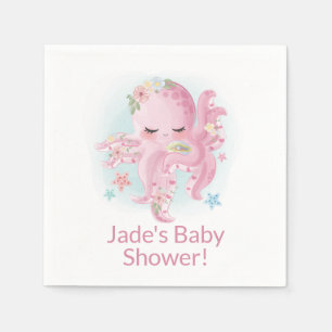 Serviette En Papier Bébé rose mignon poulpe 