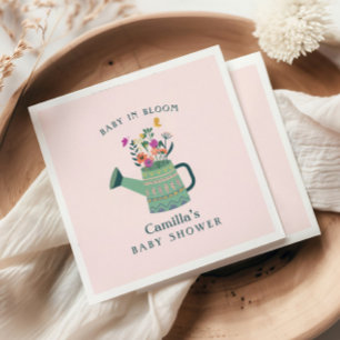 Serviette En Papier Bébé rose vert en fleur papier Baby shower Napkin