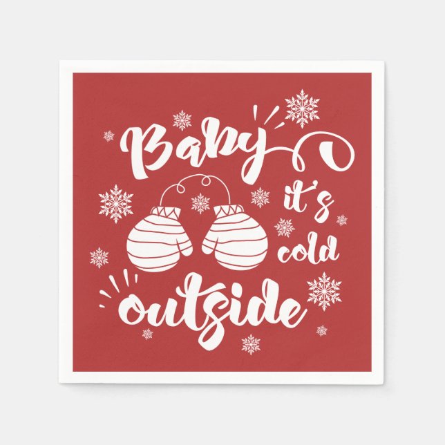 Serviette En Papier Bébé son froid dehors mignonette mittens hiver (Devant)