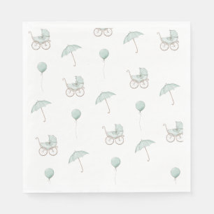 Serviette En Papier Bébé vert mignon Buggy Bébé Douche