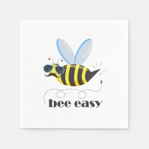 Serviette En Papier Bee caractère avec mustache lunettes de soleil Bee