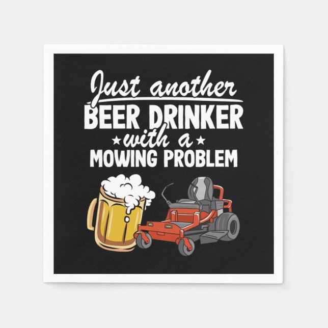 Serviette En Papier Beer Drinker With A Mowing Problem Lawn Mowing Gif (Devant)
