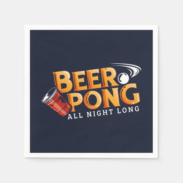 Serviette En Papier Beer Pong Toute La Nuit (Devant)
