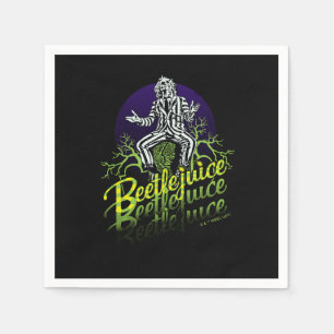 Serviette En Papier Beetlejuice Sitting on a Tombstone