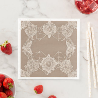 Serviette En Papier Beige and white patterns AI art