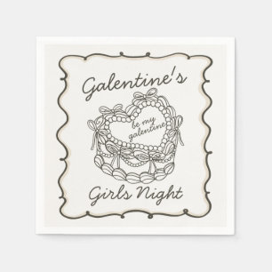 Serviette En Papier Beige Bow Retro Coquette gâteau Galentines