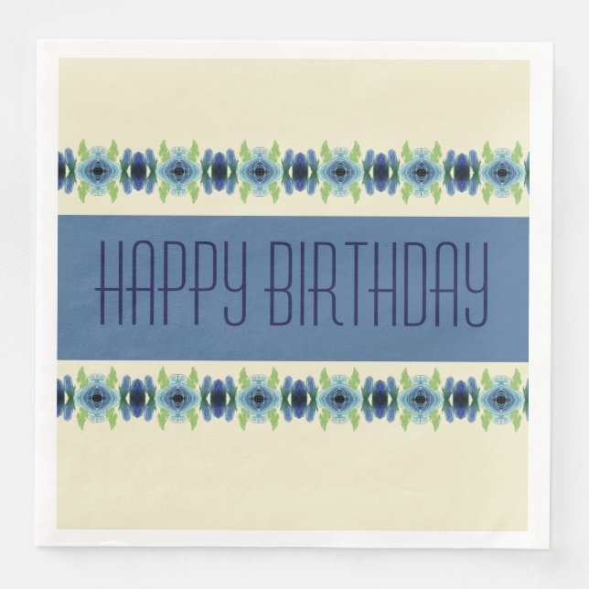 Serviette En Papier Beige Et Bleu (Devant)