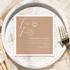 Serviette En Papier Beige minimaliste Fun Facts Mariage Napkins