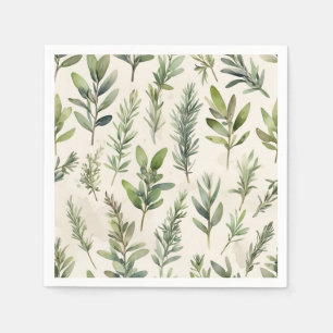 Serviette En Papier Beige pâle avec Herbe verte douce