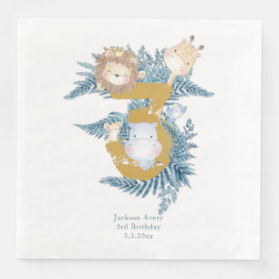 Serviette En Papier Belle 3ème anniversaire Safari Animaux