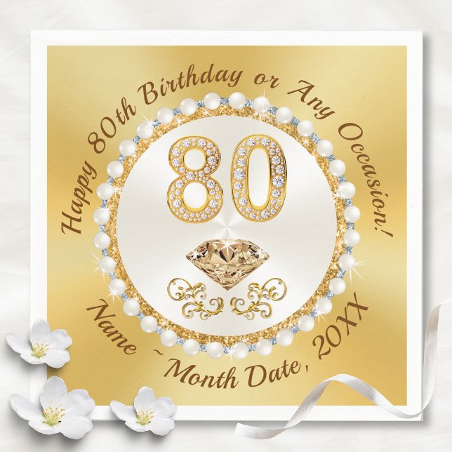 Serviette En Papier Belle, 80e Anniversaire serviettes, personnalisées (80th birthday napkins. Beautiful addition to your, 80th birthday table decorations. 80th birthday.)