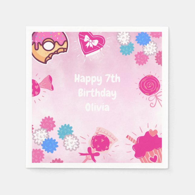 Serviette En Papier Belle Anniversaire de enfant Party Napkin (Devant)