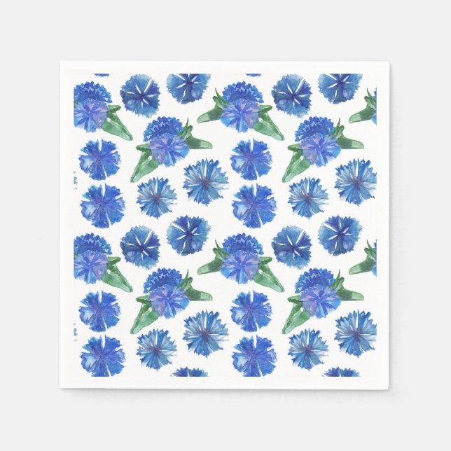 Serviette En Papier Belle aquarelle bleu cornfleurs (Devant)