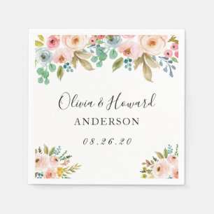 Serviette En Papier Belle aquarelle Chic Mariage floral