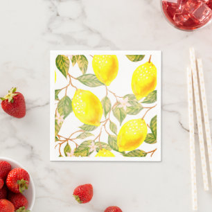 Serviette En Papier Belle aquarelle design citron