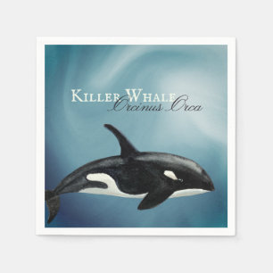 Serviette En Papier Belle Aquarelle Tueuse Baleine, Orcinus Orca