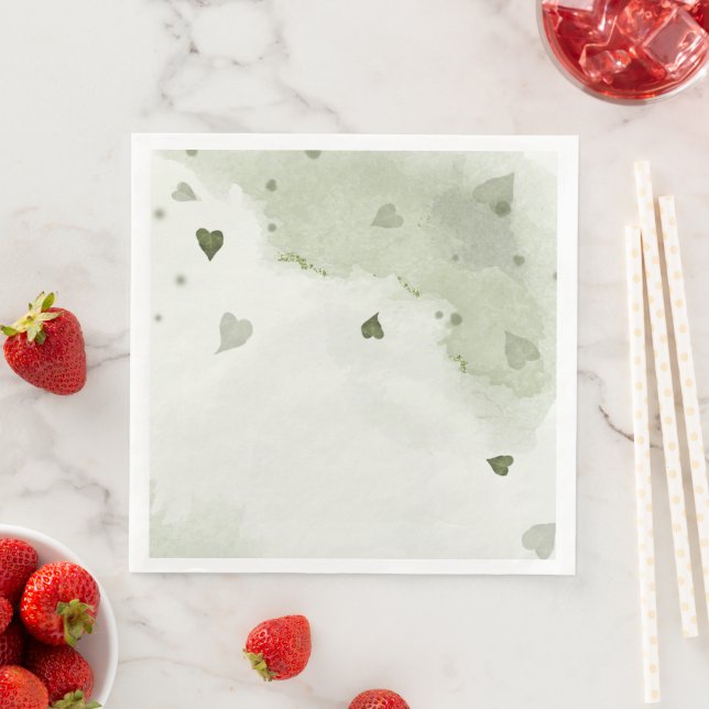 Serviette En Papier belle aquarelle verte (En situation)