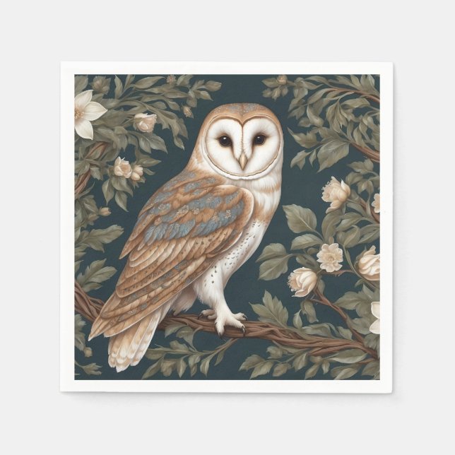 Serviette En Papier Belle Barne Owl William Morris Inspiré (Devant)
