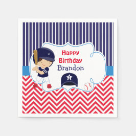 Serviette En Papier Belle Baseball Dark Hair Boy Fête d'anniversaire
