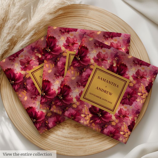 Serviette En Papier Belle Bourgogne Gold Mariage Dîner serviettes clie (Lovely Burgundy Gold Wedding Dinner Napkins Guests)