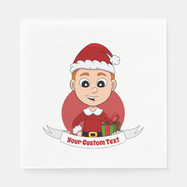 Serviette En Papier Belle caricature de Noël garçon Napkins (Devant)