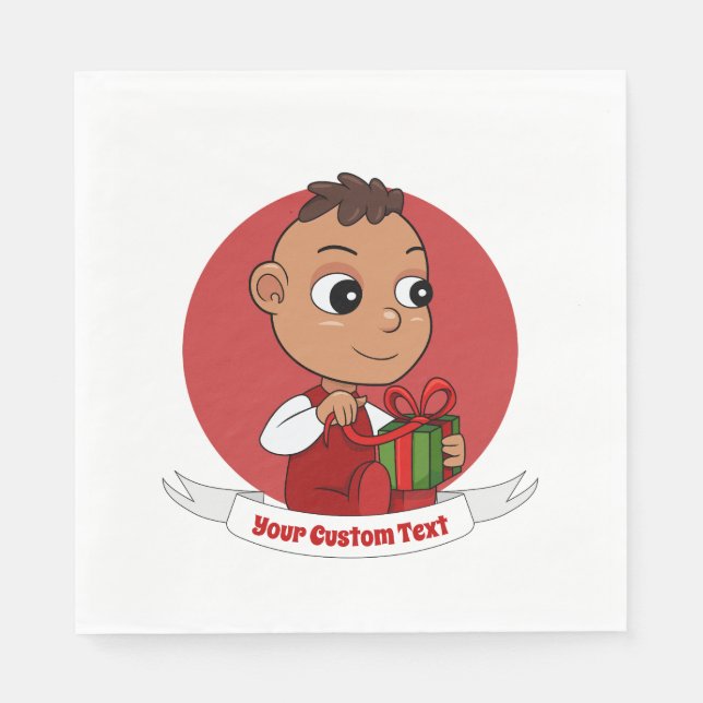 Serviette En Papier Belle Caricature pour bébé de Noël serviettes (Devant)