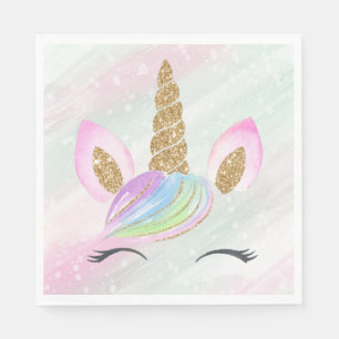 Serviette En Papier Belle caricature Unicorne W/ Arc-en-ciel