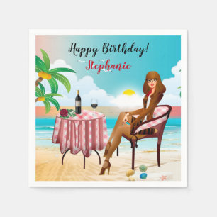 Serviette En Papier Belle Fille À La Plage Anniversaire serviettes