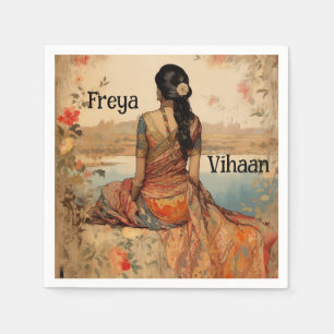 Serviette En Papier Belle fille en Sari Personnalisée