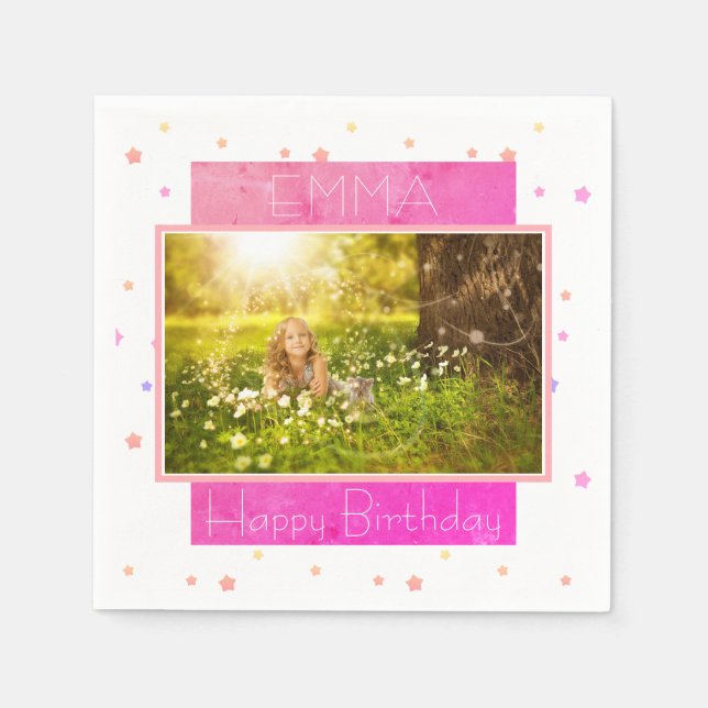 Serviette En Papier Belle fille Joyeux anniversaire Photo (Devant)