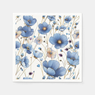 Serviette En Papier Belle fleur bleue clair