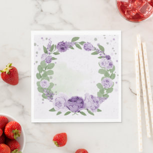 Serviette En Papier belle fleurs violettes vert feuille botanique n