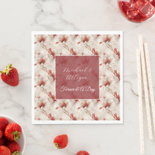 Serviette En Papier Belle Flore Rouge Blanc