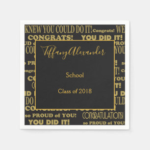Serviette En Papier Belle Graduation Noire et Or
