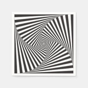 Serviette En Papier Belle illusion optique en spirale blanche noire