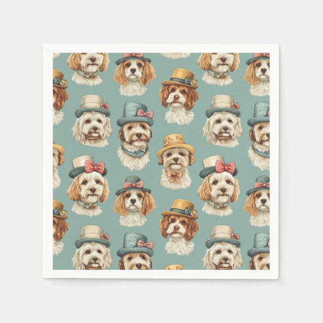 Serviette En Papier Belle illustration de Chiens en Casquette (Devant)